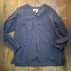 Flax Slate blue Long Sleeve Shirt linen chic scandi avant- garden eccentric boho